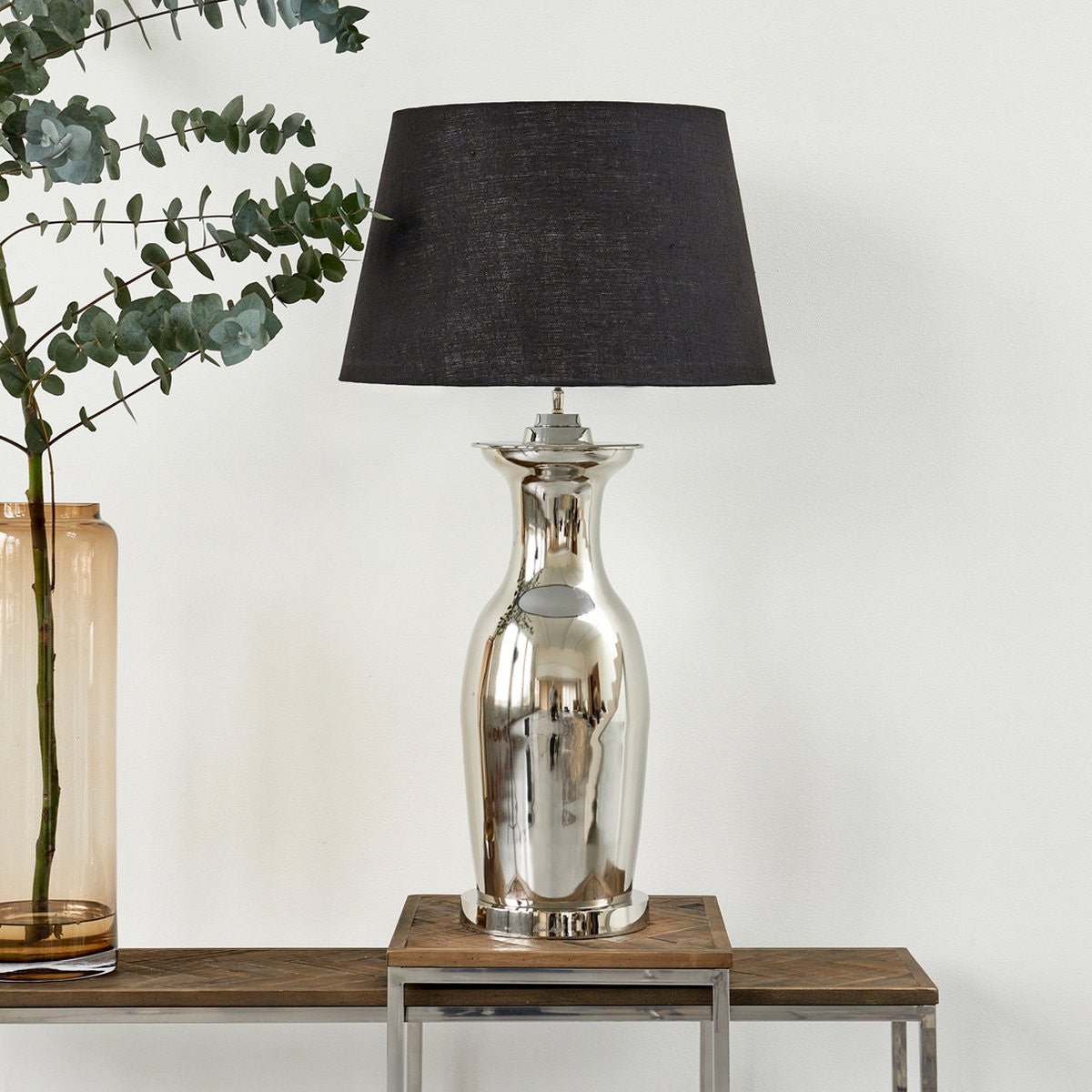 Classic Natural Linen Lampshade all black 42x55 - Rathwood Store