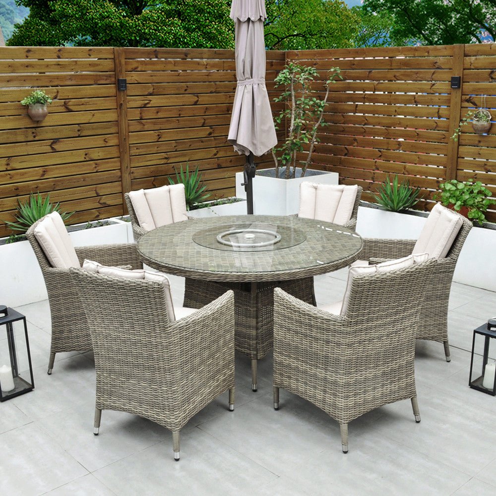 Dumont - 6 Seat Set with 135cm Round Table (Natural) - Rathwood Store