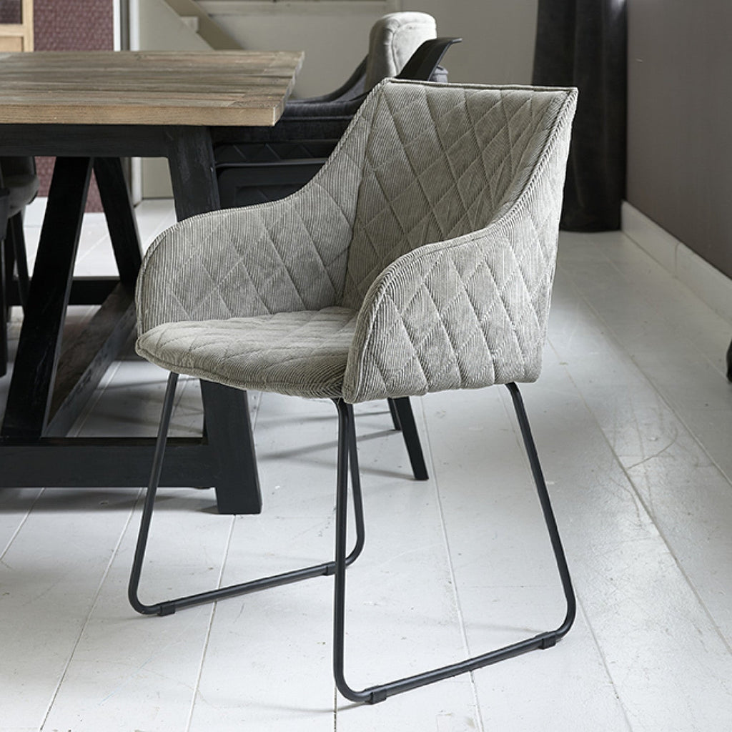 Frisco Drive Dining Armchair, italian rib, mouse - Rathwood Store