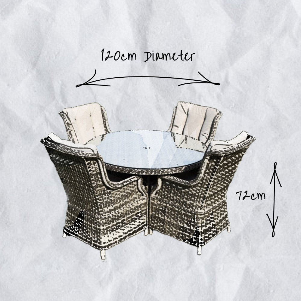 Hampton - 4 Seat Set with 120cm Round Table - Rathwood Store