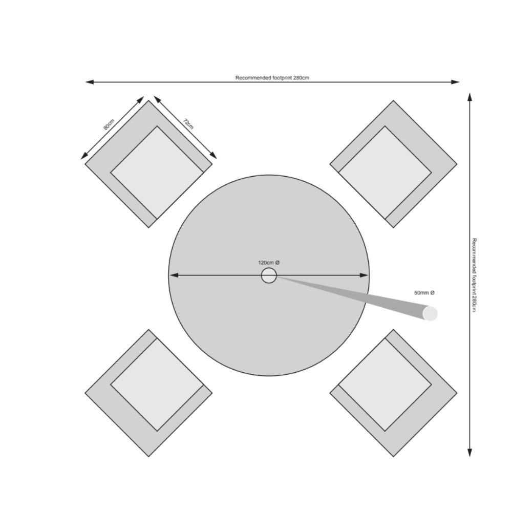 Hampton - 4 Seat Set with 120cm Round Table - Rathwood Store