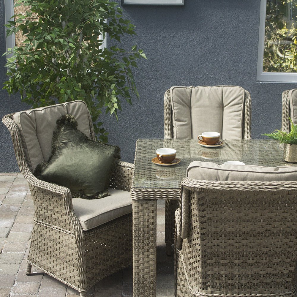 Hampton - 6 Seat Set with Rectangle Table (Sand Colour Cushions) - Rathwood Store