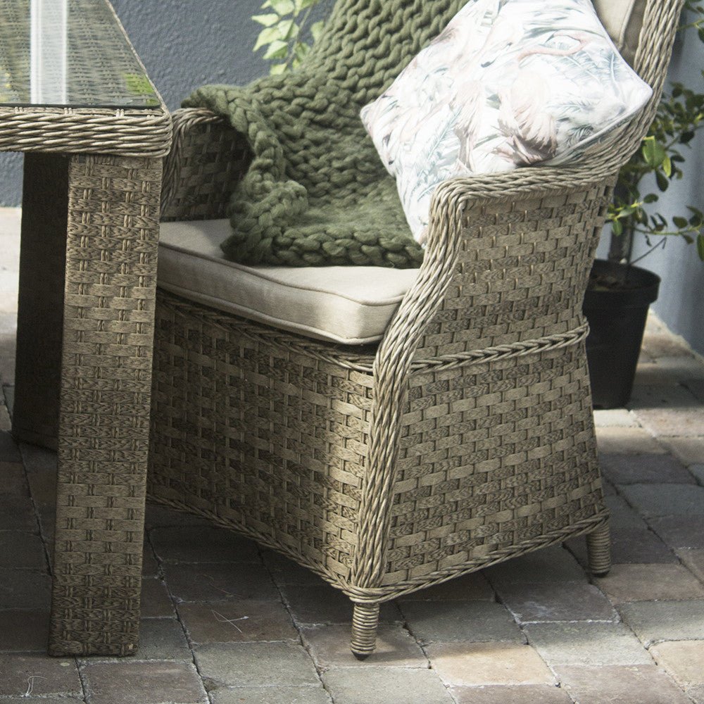 Hampton - 6 Seat Set with Rectangle Table (Sand Colour Cushions) - Rathwood Store