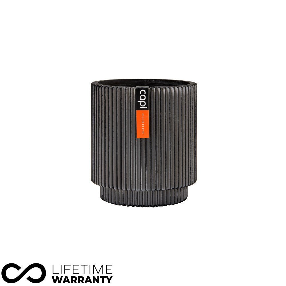 Indoor Nature Groove Cylinder Planter (Anthracite) - 19cm Dia - Rathwood Store