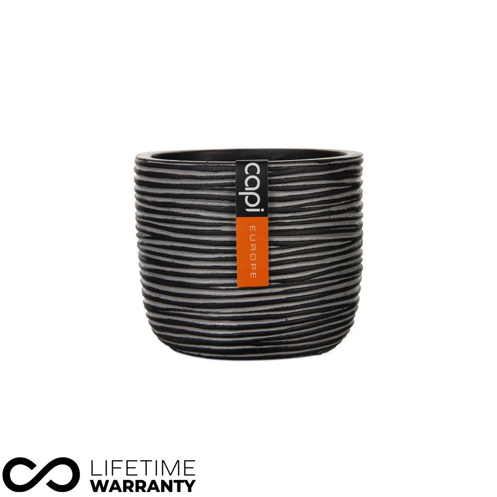 Indoor Nature Rib Egg Planter (Black) - 18cm Dia - Rathwood Store