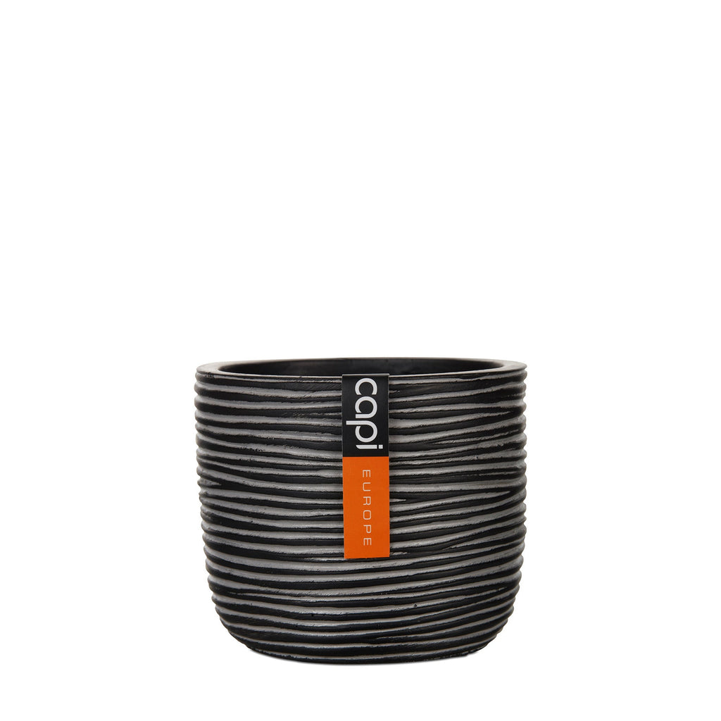 Indoor Nature Rib Egg Planter (Black) - 18cm Dia - Rathwood Store