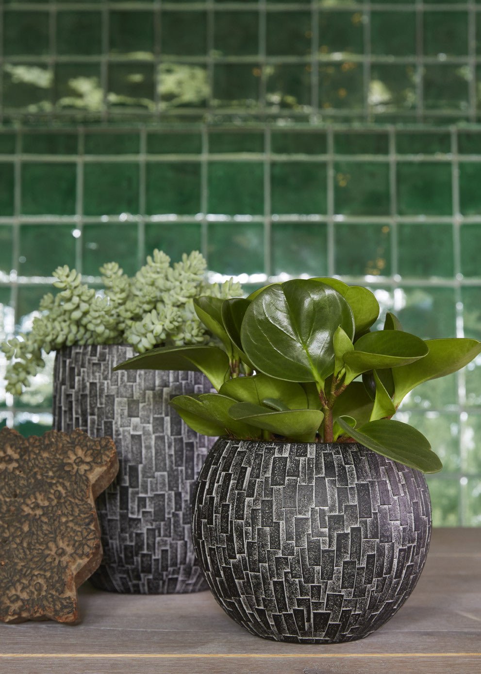 Indoor Nature Stone Ball Planter (Charcoal) - 17cm Dia - Rathwood Store