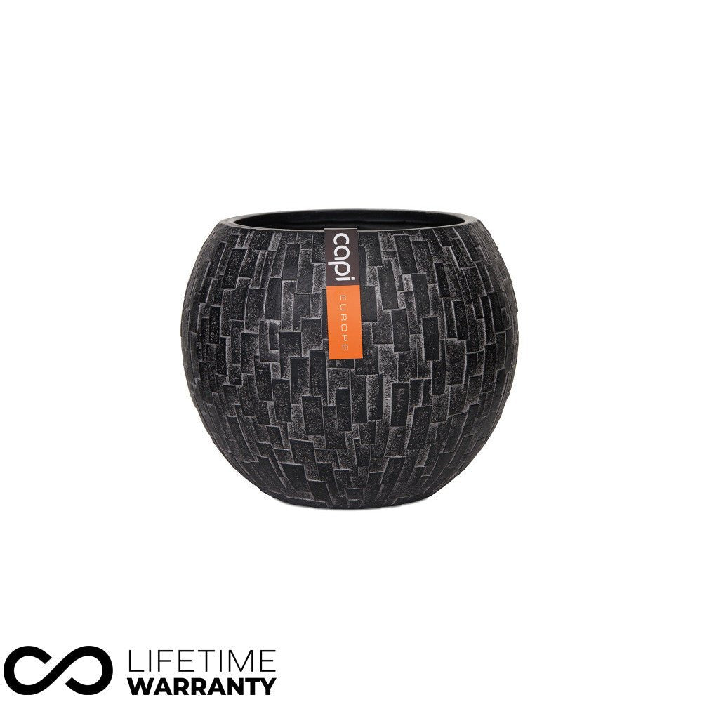 Indoor Nature Stone Ball Planter (Charcoal) - 17cm Dia - Rathwood Store