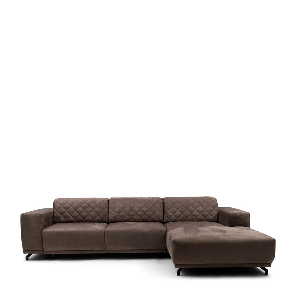 Marciana Electric Sofa with Chaise Longue Right, scottish suede, brown sugar - Rathwood Store