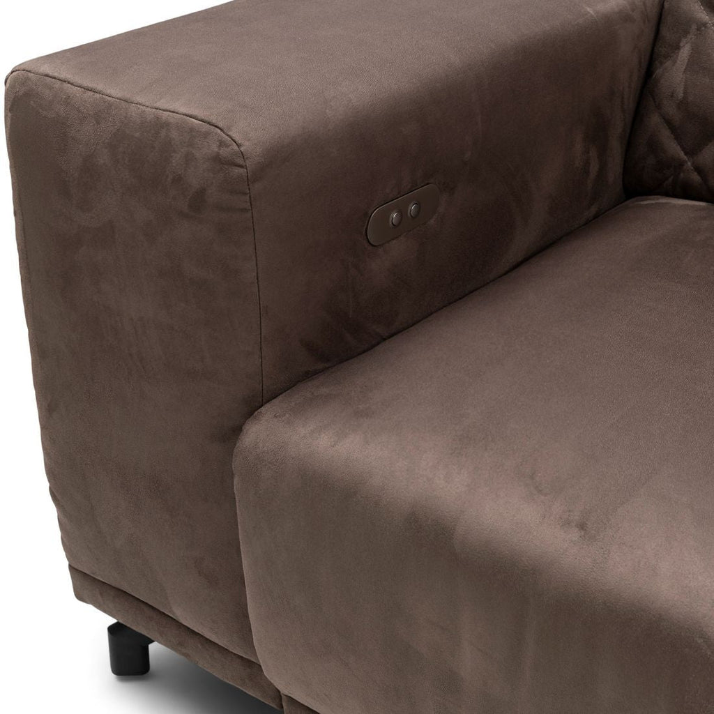 Marciana Electric Sofa with Chaise Longue Right, scottish suede, brown sugar - Rathwood Store