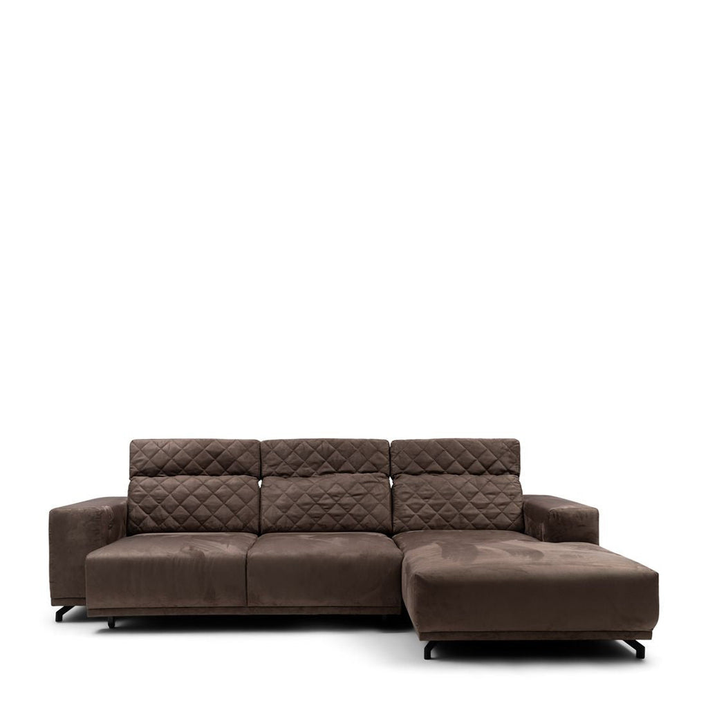 Marciana Electric Sofa with Chaise Longue Right, scottish suede, brown sugar - Rathwood Store