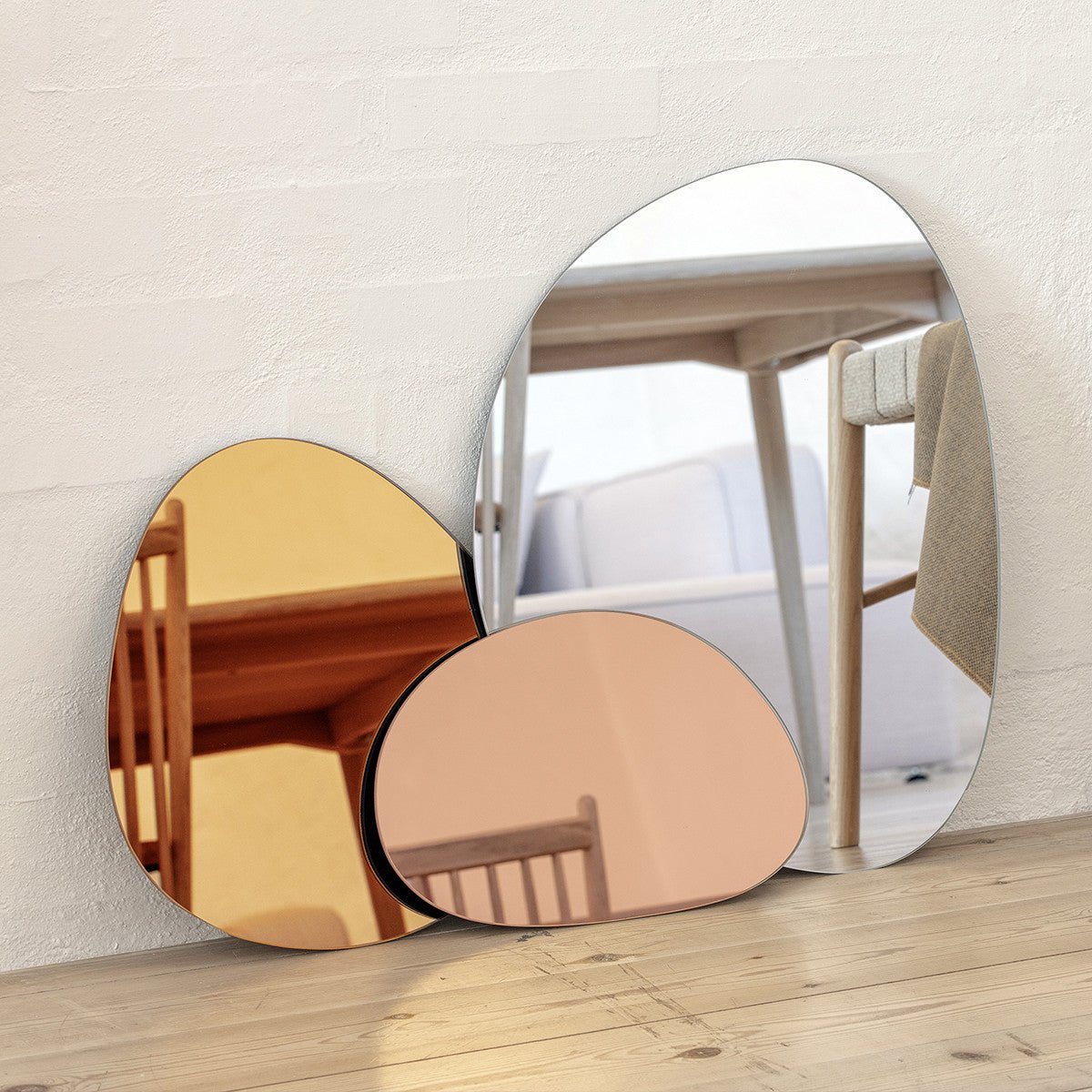 Modern Mirror 3 - Piece Set - Clear, Orange, Rose Gold - Rathwood Store