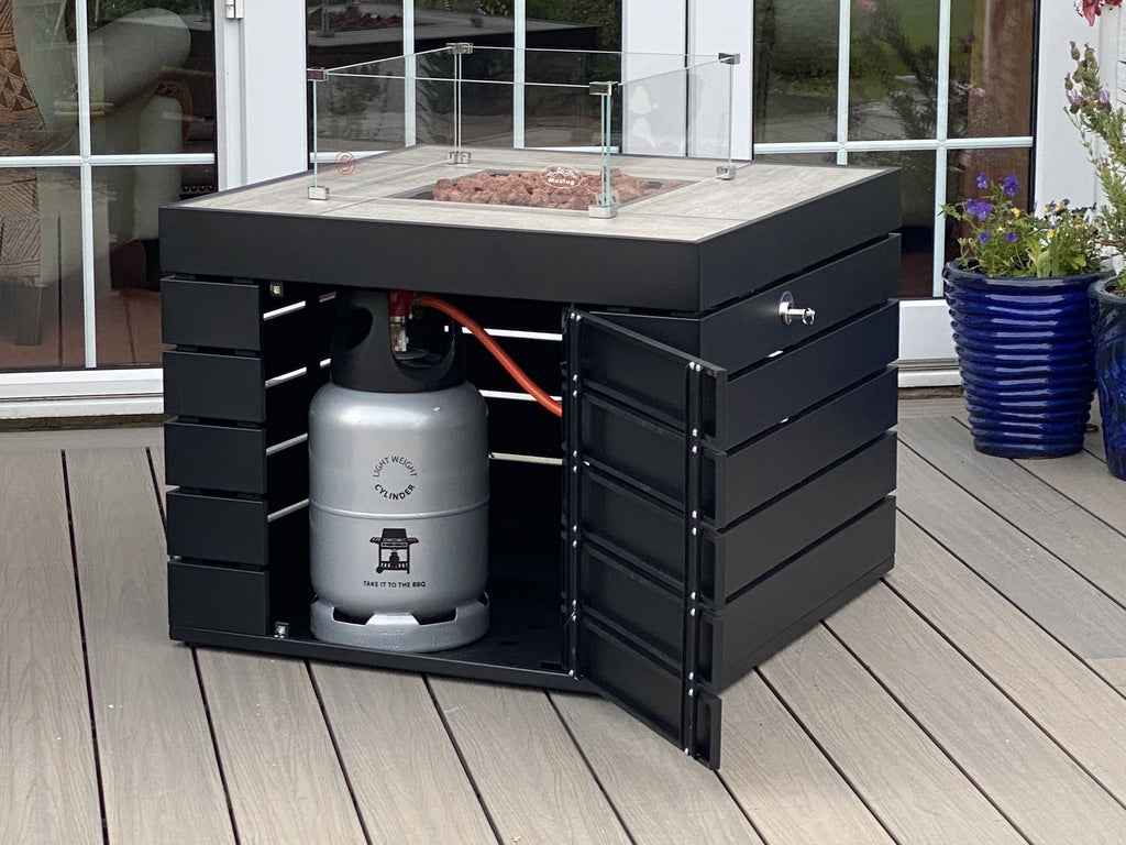 Muztag - Oslo Gas Firepit Table, 81x79x60cm (Black) - Rathwood Store