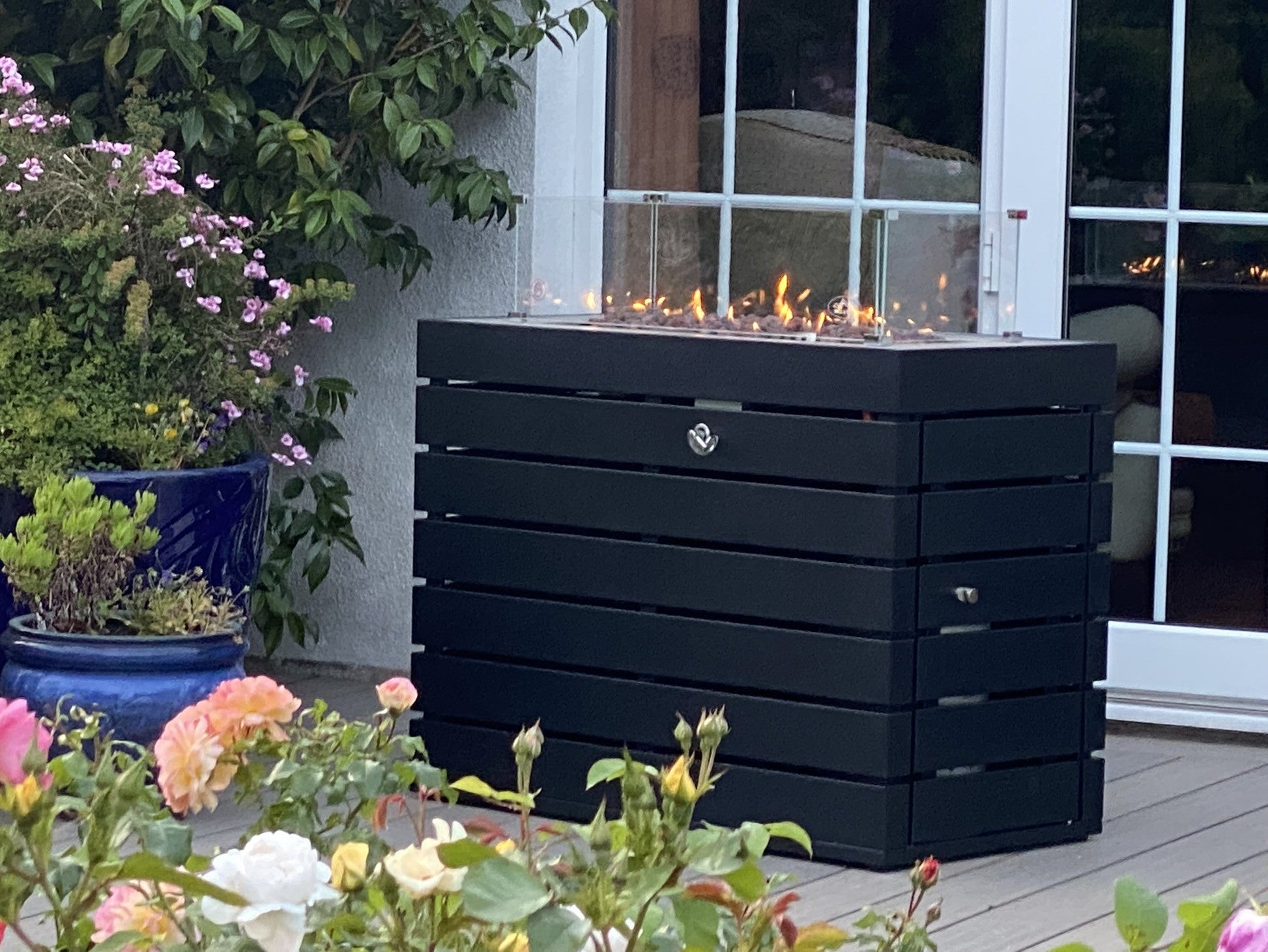 Muztag - Stockholm Firepit Table, 95x50x71cm (Black) - Rathwood Store