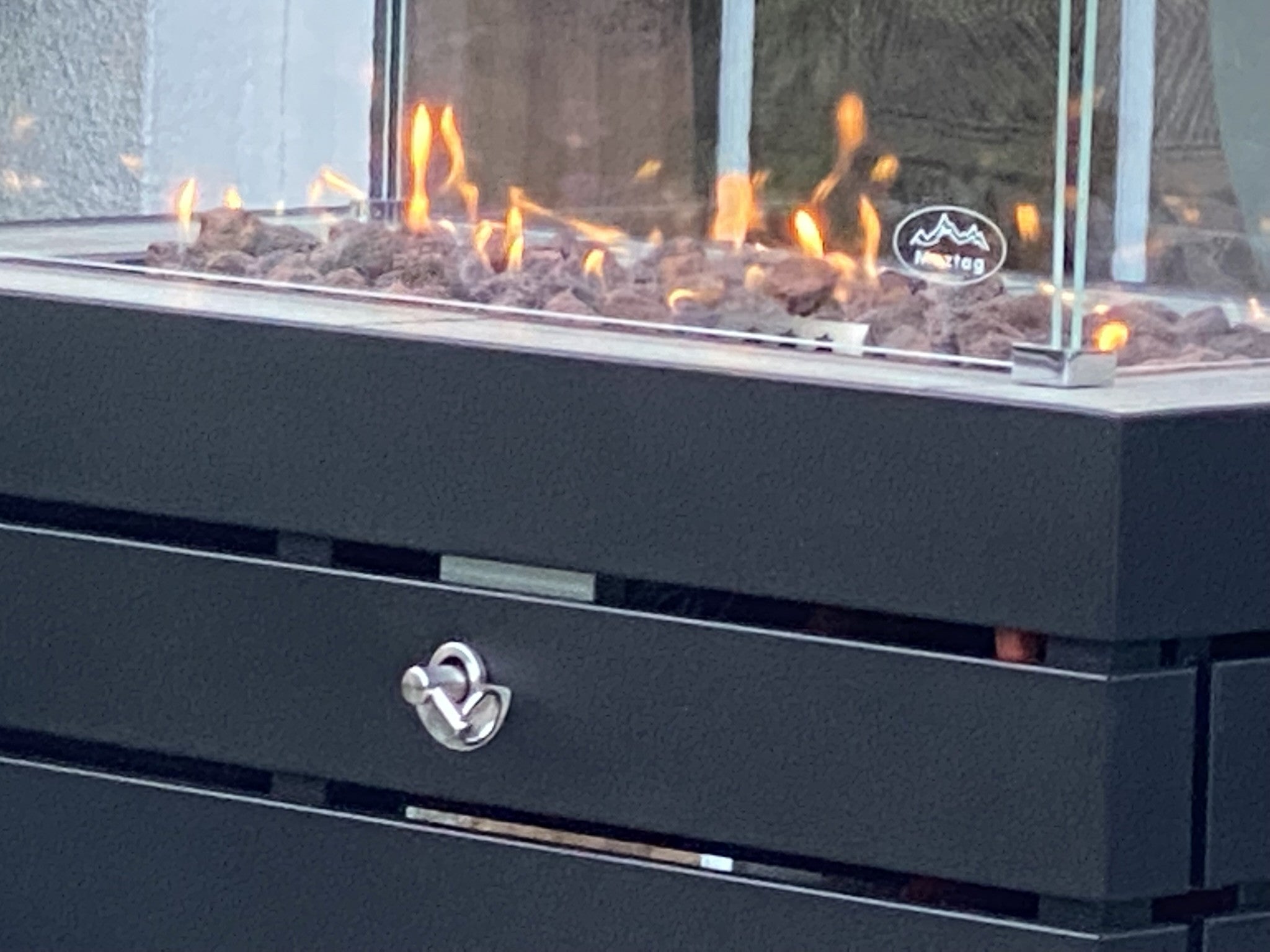 Muztag - Stockholm Firepit Table, 95x50x71cm (Black) - Rathwood Store