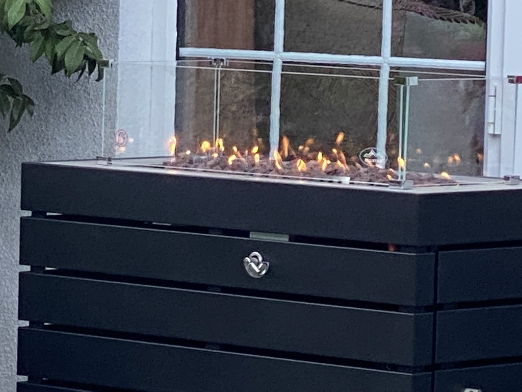 Muztag - Stockholm Firepit Table, 95x50x71cm (Black) - Rathwood Store