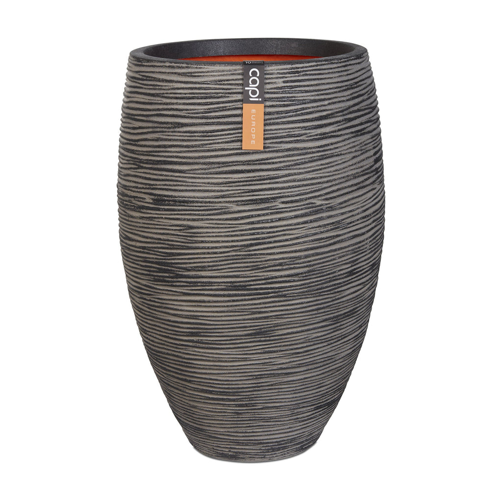 Nature Elegant Delux Rib Planter NL (Charcoal) - 40cm Dia - Rathwood Store