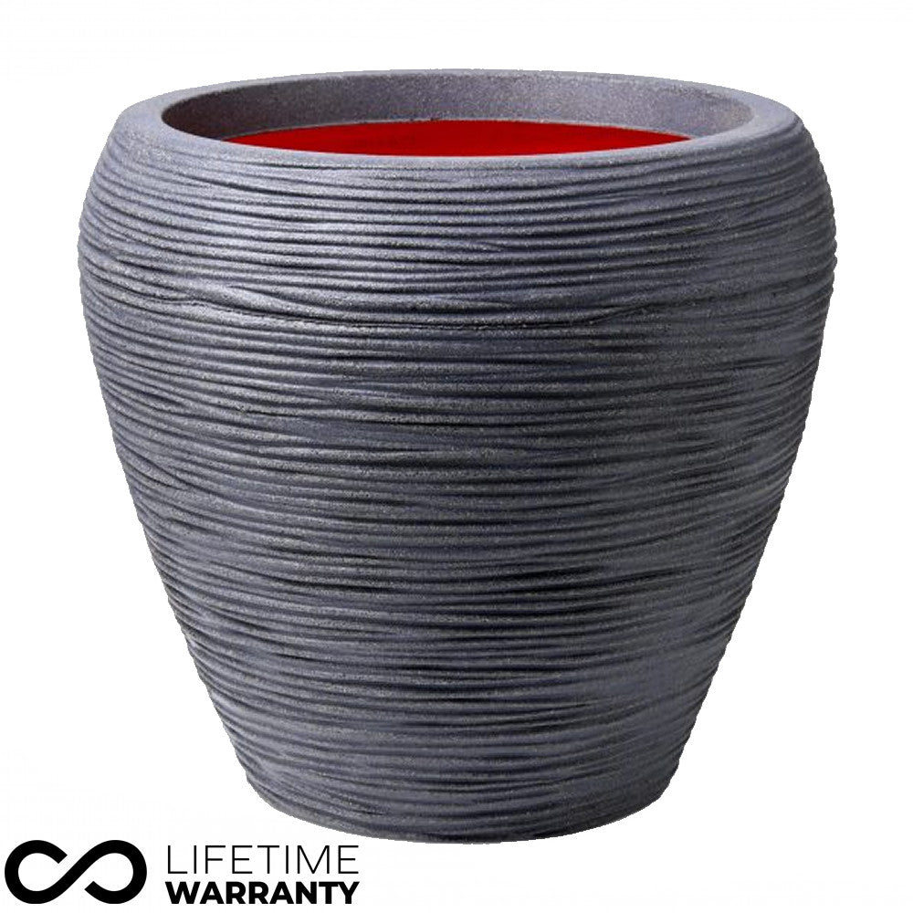 Nature Tapered Rib Planter NL (Dark Grey) - 42cm Dia - Rathwood Store