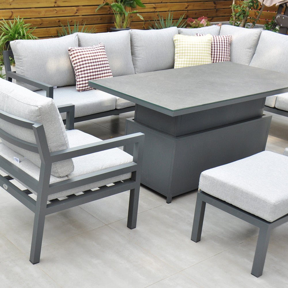 Panama Corner Set with Rising Table & Chair (Dark Grey) - Rathwood Store