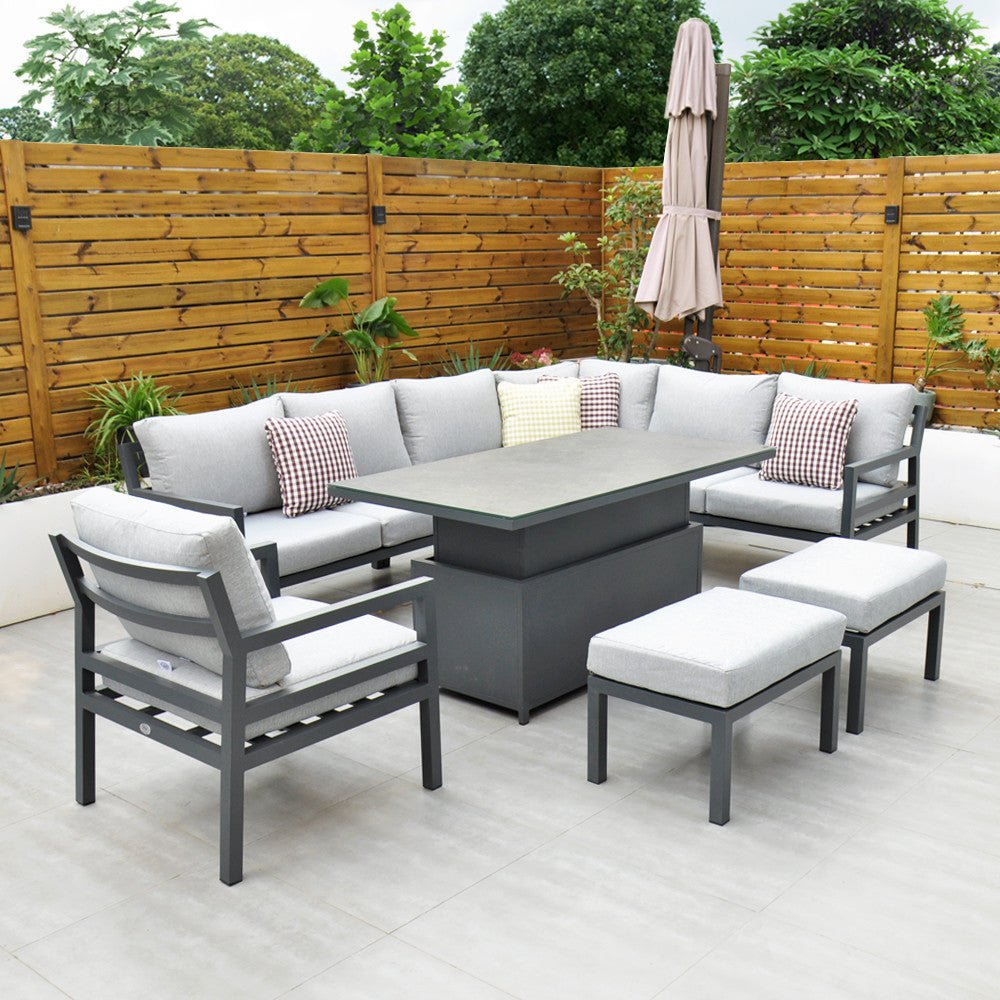 Panama Corner Set with Rising Table & Chair (Dark Grey) - Rathwood Store