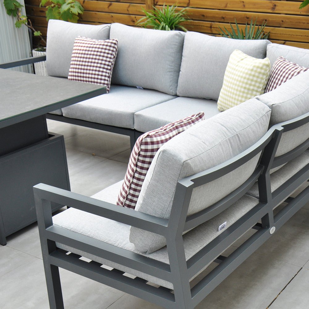 Panama Corner Set with Rising Table & Chair (Dark Grey) - Rathwood Store