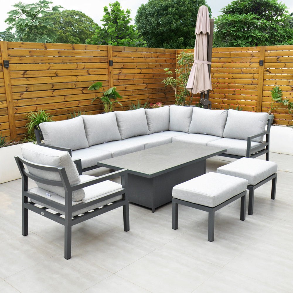 Panama Corner Set with Rising Table & Chair (Dark Grey) - Rathwood Store