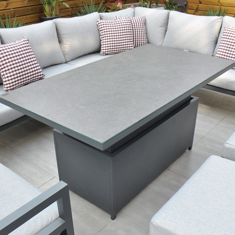 Panama Corner Set with Rising Table & Chair (Dark Grey) - Rathwood Store