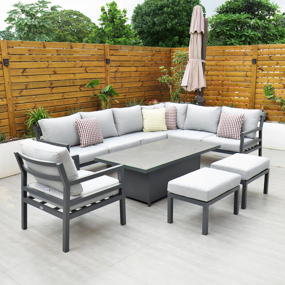 Panama Corner Set with Rising Table & Chair (Dark Grey) - Rathwood Store