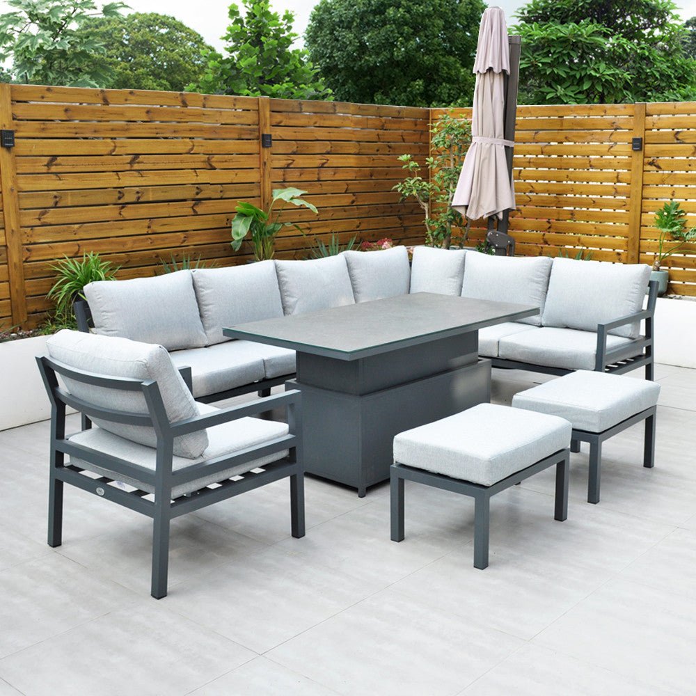 Panama Corner Set with Rising Table & Chair (Dark Grey) - Rathwood Store