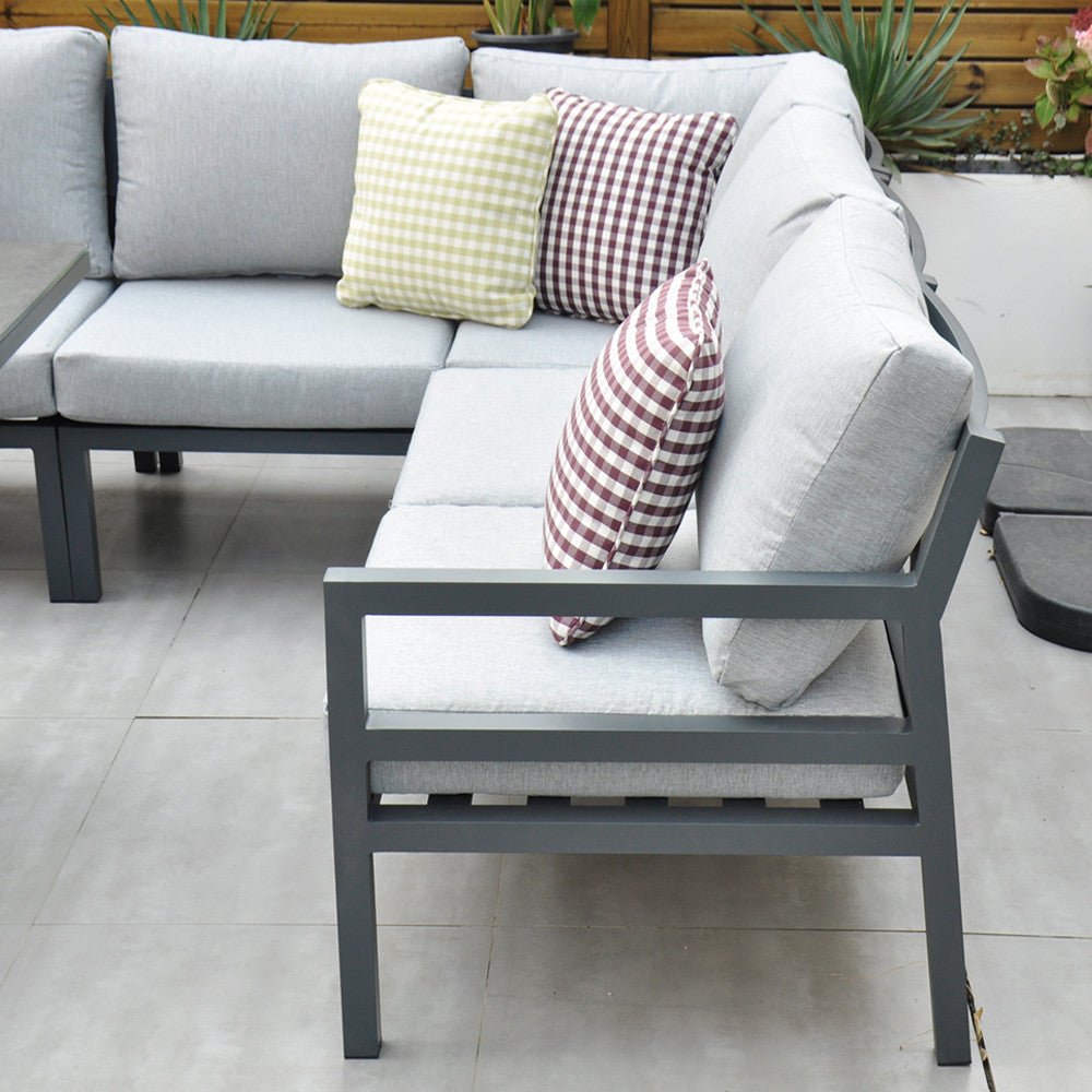 Panama Corner Set with Rising Table & Chair (Dark Grey) - Rathwood Store