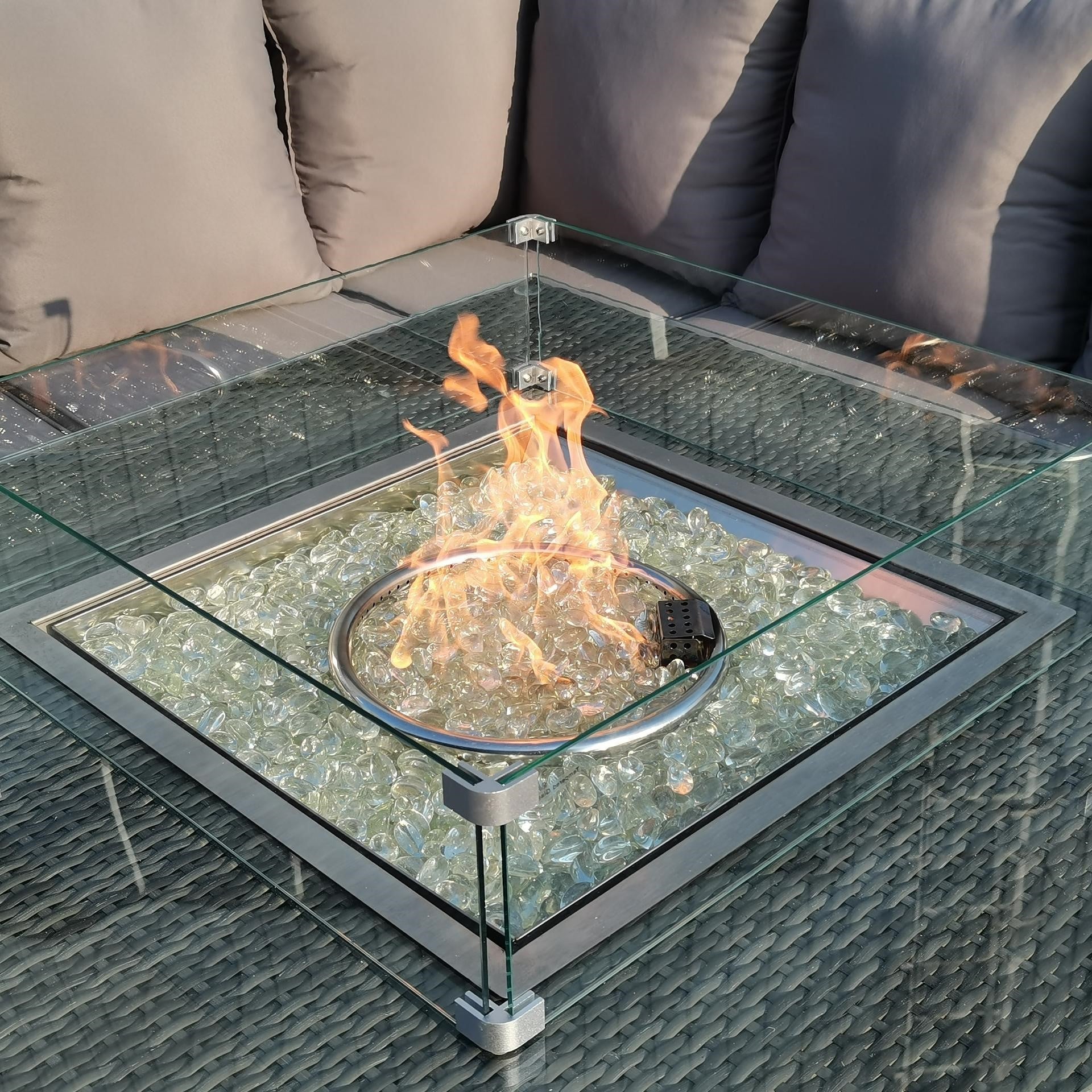 Parma - Corner Sofa Set with Square Firepit Table (Grey) - Rathwood Store