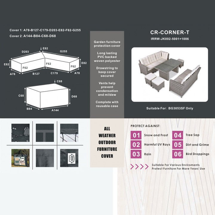Protective Cover - Corner Set with Rectangular Table - Rathwood Store