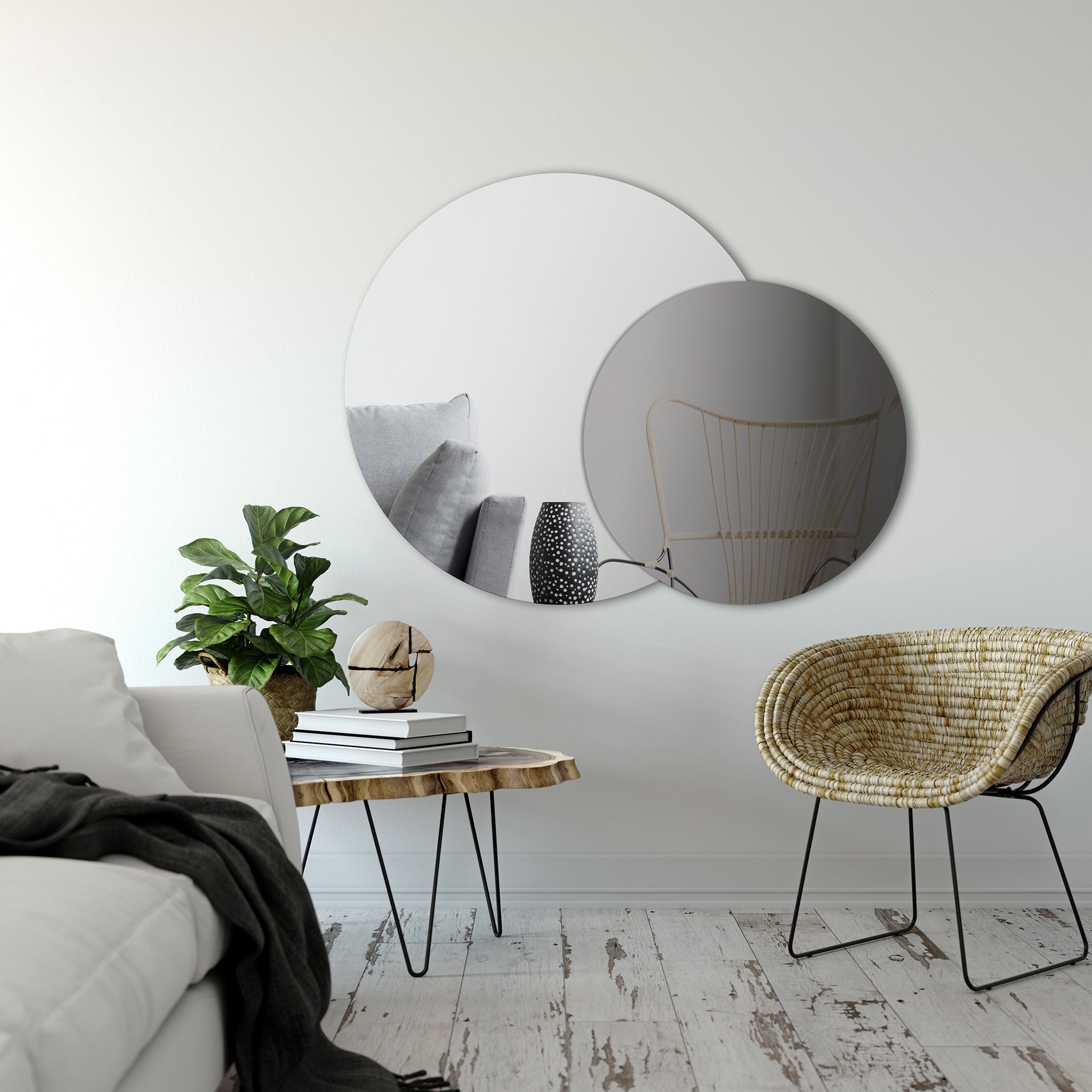 Round Mirror Silver - Warm Grey 60cm - Rathwood Store