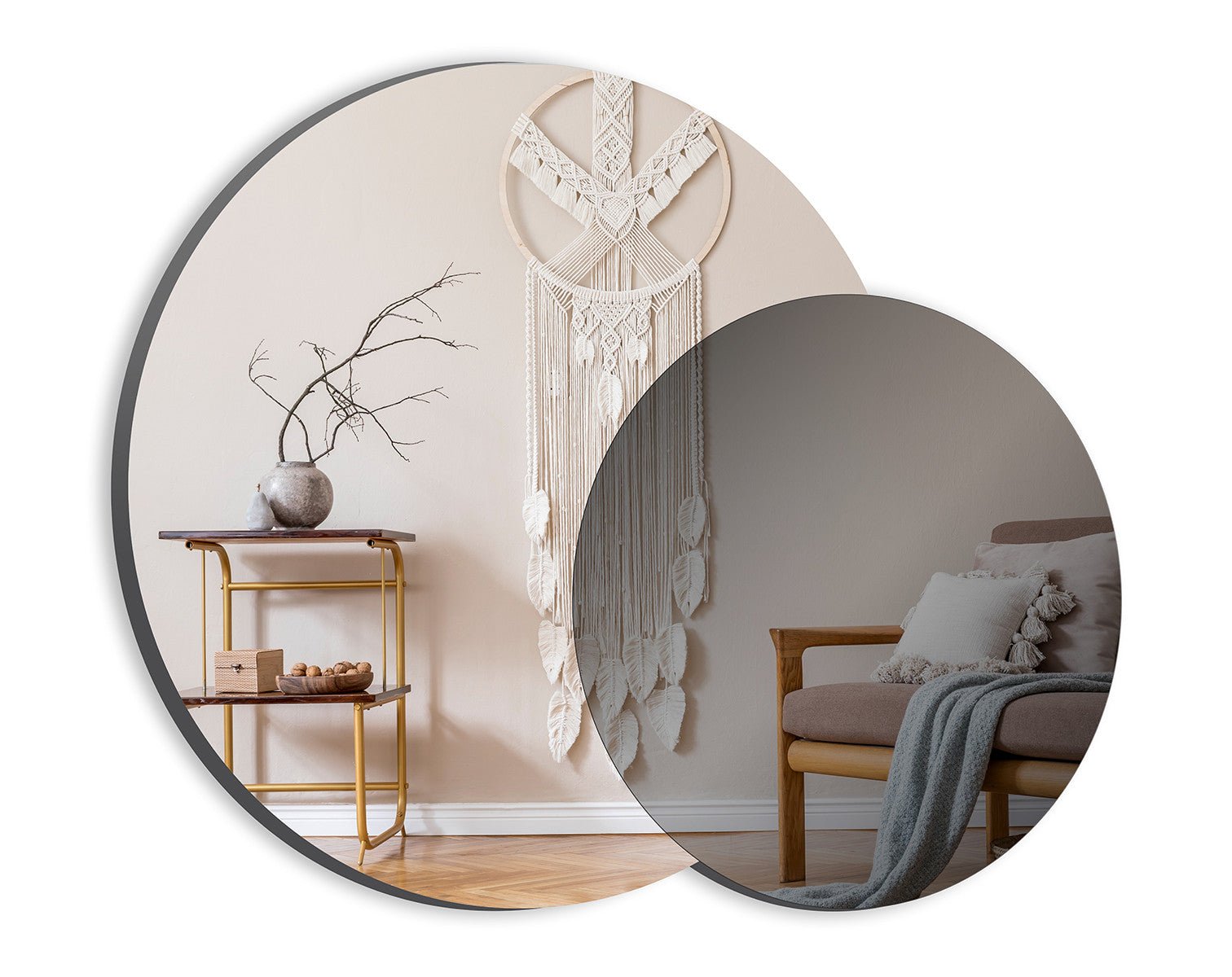 Round Mirror Silver - Warm Grey 60cm - Rathwood Store