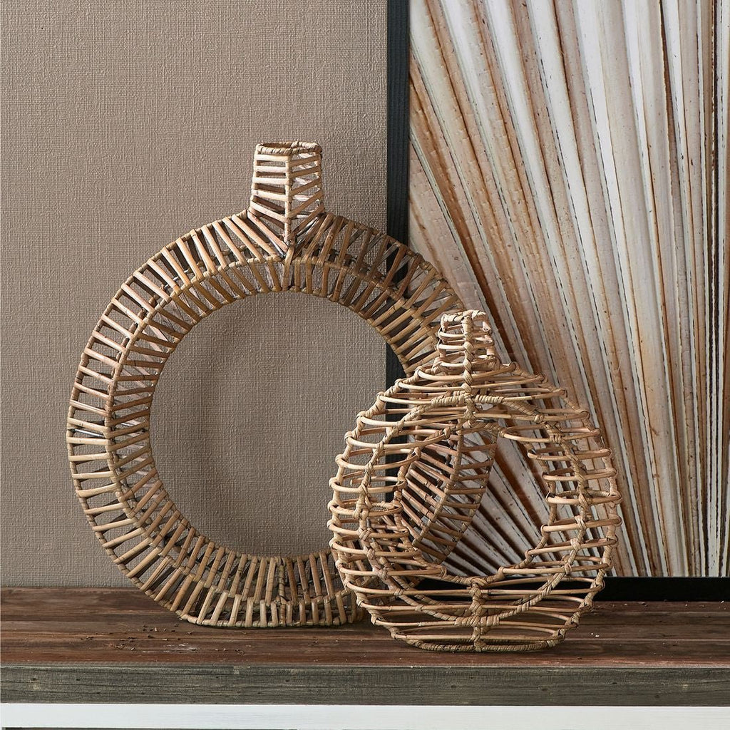 Rustic Rattan Round Decoration Vase L - Rathwood Store
