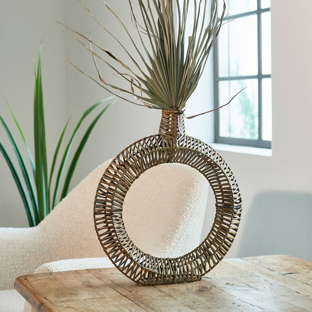 Rustic Rattan Round Decoration Vase L - Rathwood Store