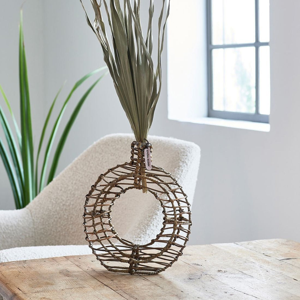 Rustic Rattan Round Decoration Vase M - Rathwood Store