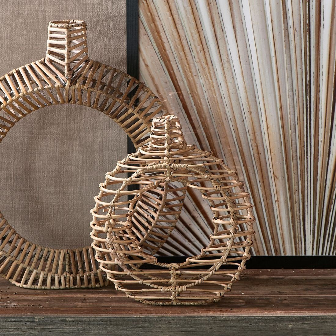 Rustic Rattan Round Decoration Vase M - Rathwood Store
