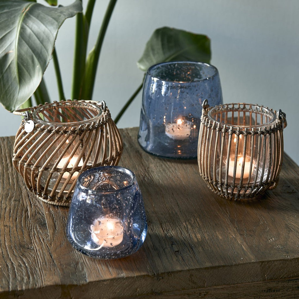 Rustic Rattan Vertical Weave Votive - Rathwood Store