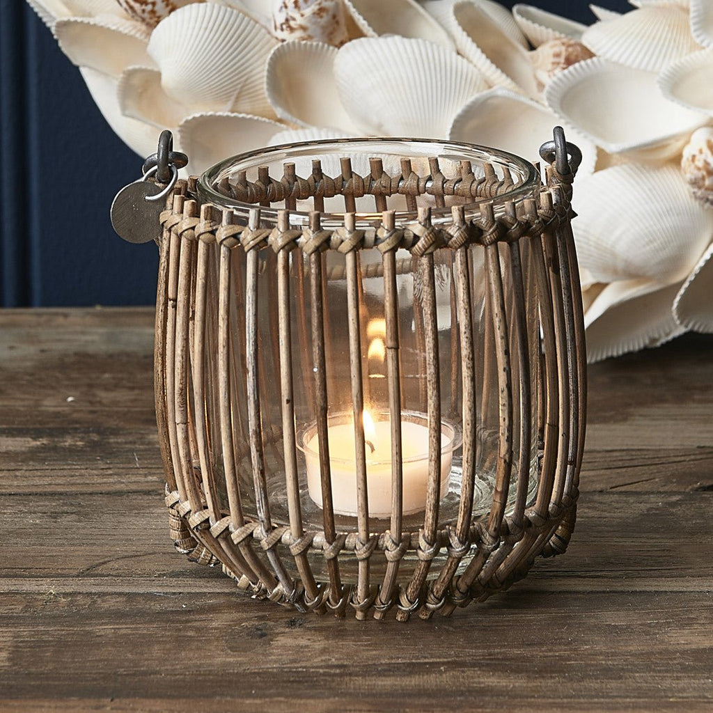 Rustic Rattan Vertical Weave Votive - Rathwood Store