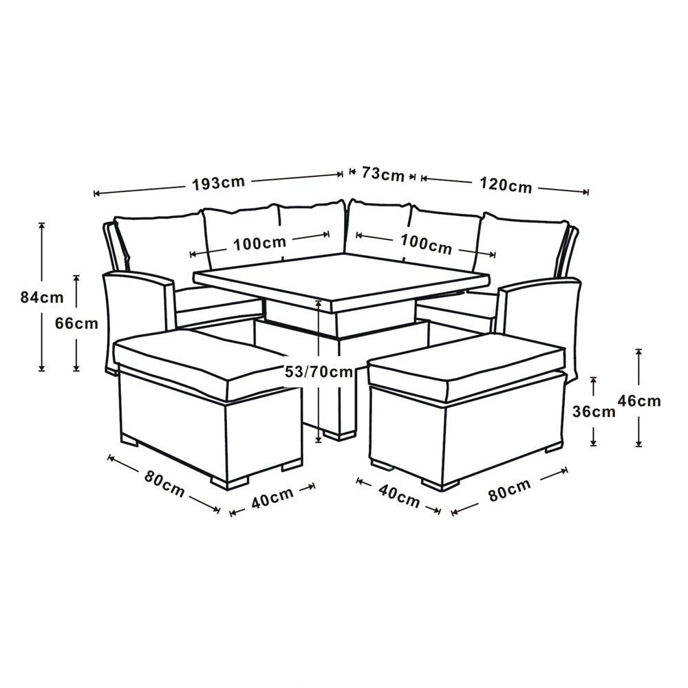 RW - Corner Sofa Set with Square Table (Natural) - Rathwood Store