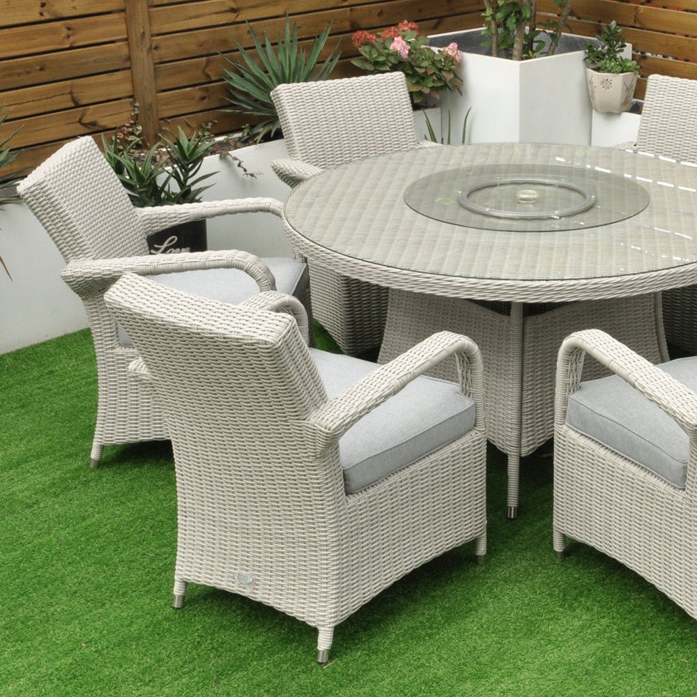 Sorrento - 6 Seat Set with 135cm Round Table (White Washed) - Rathwood Store