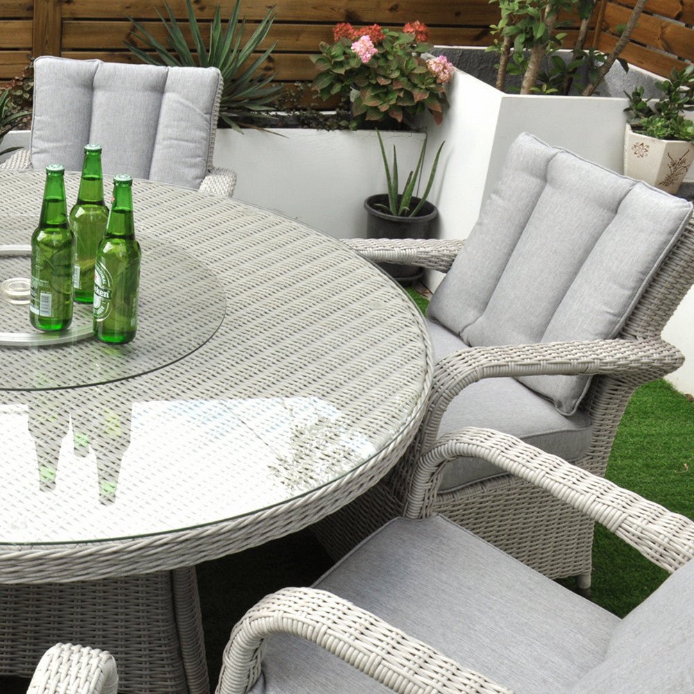 Sorrento - 6 Seat Set with 135cm Round Table (White Washed) - Rathwood Store