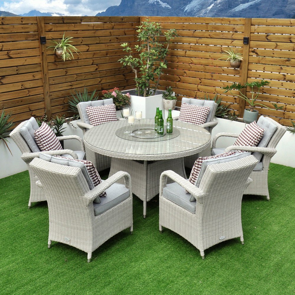 Sorrento - 6 Seat Set with 135cm Round Table (White Washed) - Rathwood Store