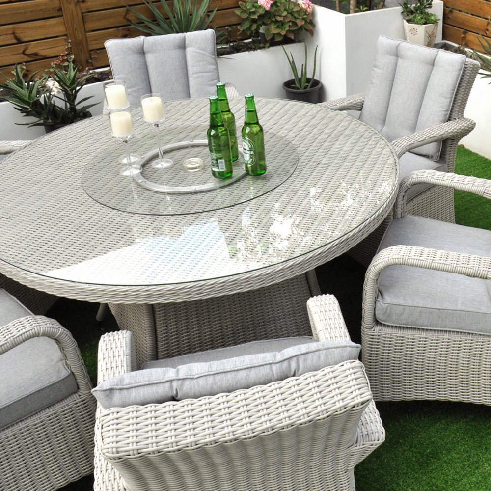 Sorrento - 6 Seat Set with 135cm Round Table (White Washed) - Rathwood Store