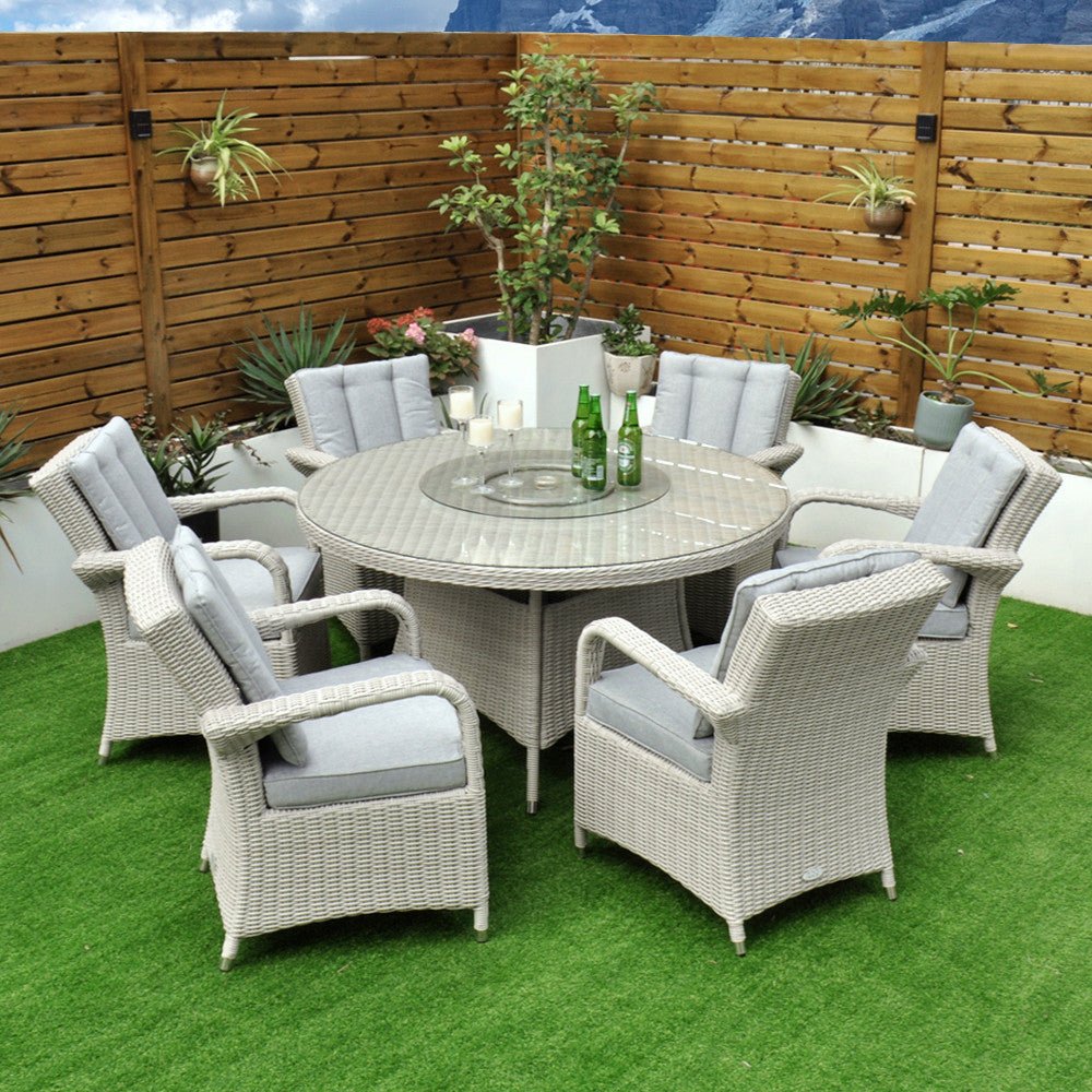 Sorrento - 6 Seat Set with 135cm Round Table (White Washed) - Rathwood Store