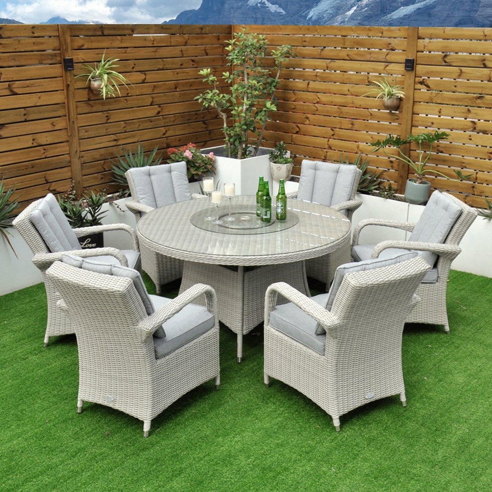 Sorrento - 6 Seat Set with 135cm Round Table (White Washed) - Rathwood Store