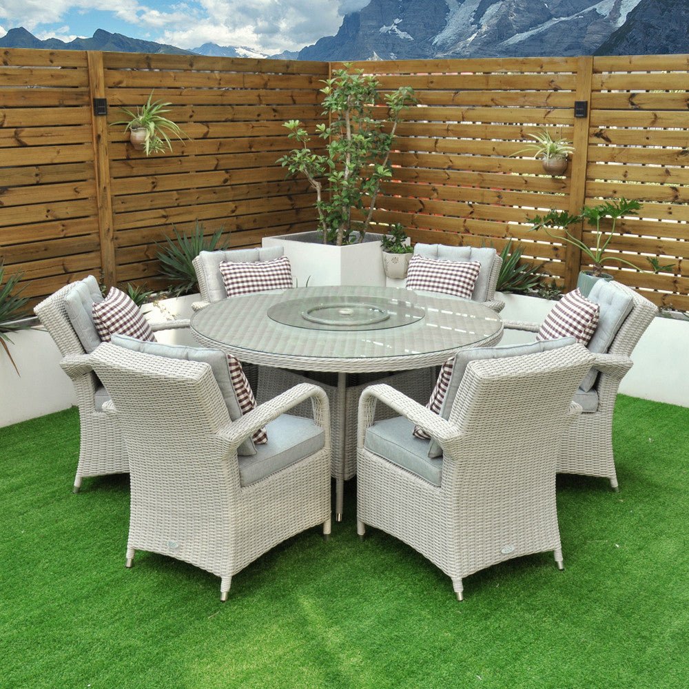 Sorrento - 6 Seat Set with 135cm Round Table (White Washed) - Rathwood Store