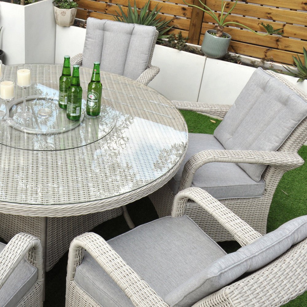 Sorrento - 6 Seat Set with 135cm Round Table (White Washed) - Rathwood Store