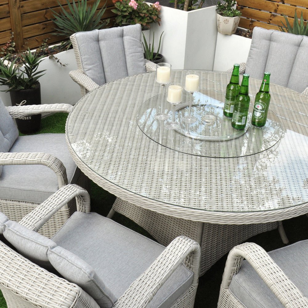 Sorrento - 6 Seat Set with 135cm Round Table (White Washed) - Rathwood Store